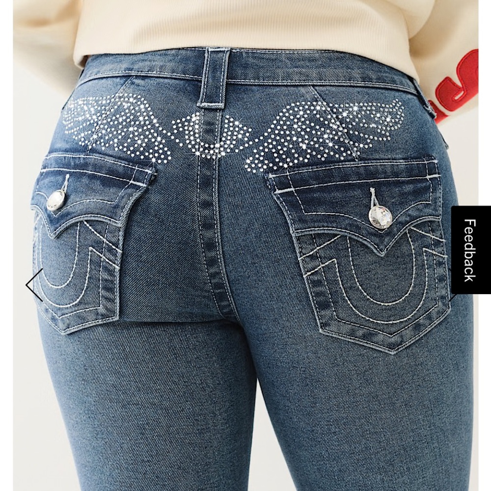 True Religion Becca Boot Cut Jeans with Crystal Wing